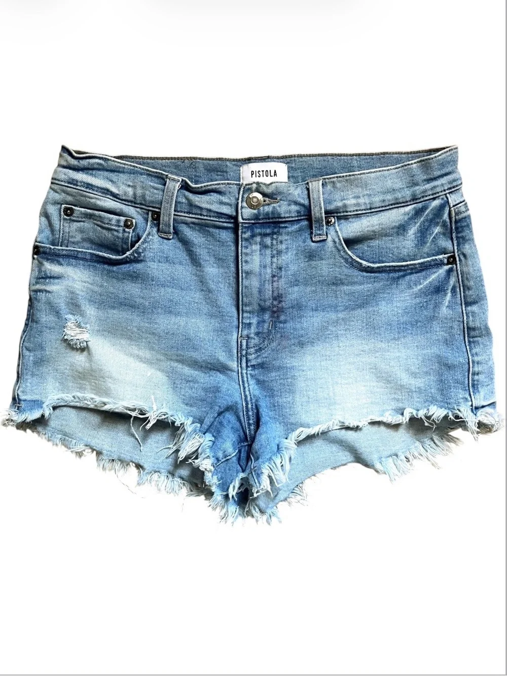 Pistola Gigi Denim Frayed Cut Off Shorts